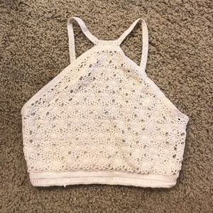Cream Lace Halter Crop top